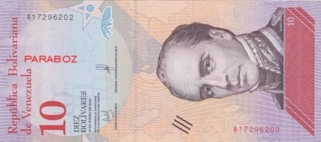 Venezuela 10 VEF ön yüz