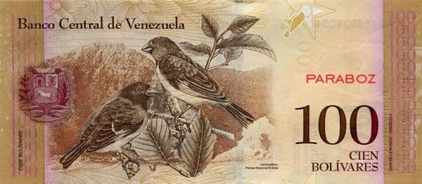 Venezuela 100 VEF arka yüz