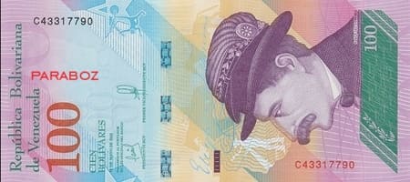 Venezuela 100 VEF ön yüz