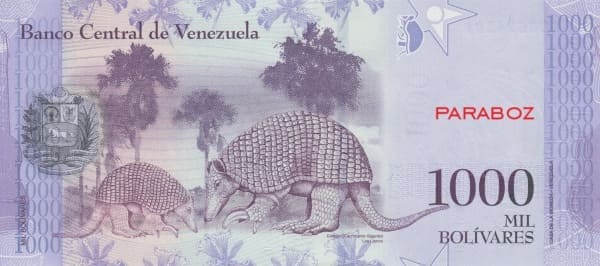 Venezuela 1.000 VEF arka yüz