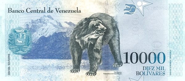 Venezuela 10.000 VEF arka yüz