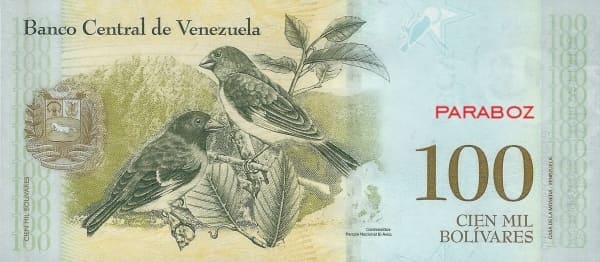 Venezuela 100.000 VEF arka yüz