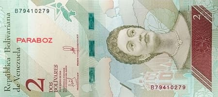 Venezuela 2 VEF ön yüz