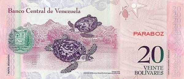 Venezuela 20 VEF arka yüz