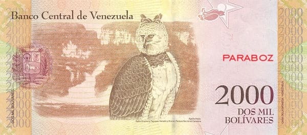 Venezuela 2.000 VEF arka yüz