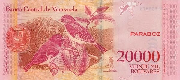 Venezuela 20.000 VEF arka yüz