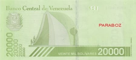 Venezuela 20.000 VEF arka yüz