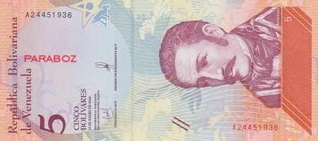 Venezuela 5 VEF ön yüz