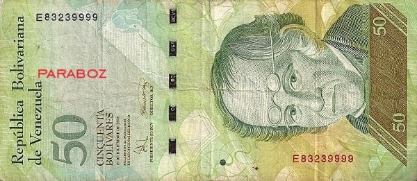 Venezuela 50 VEF ön yüz