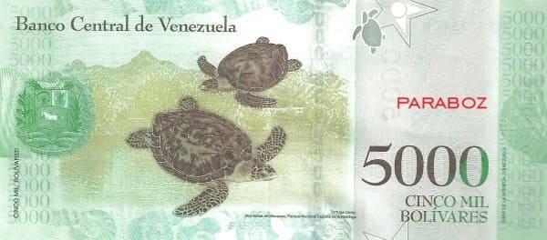 Venezuela 5.000 VEF arka yüz