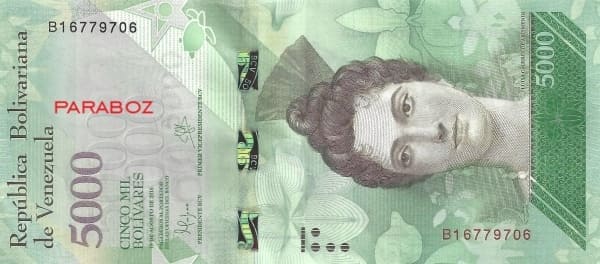 Venezuela 5.000 VEF ön yüz