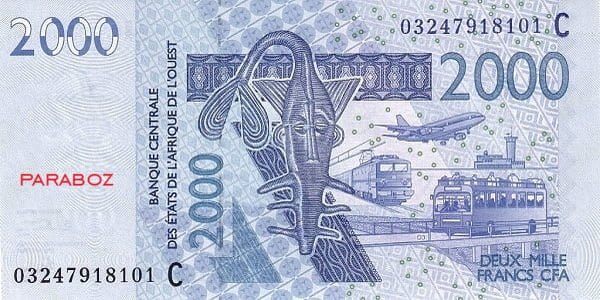 Batı Afrika Devletleri (XOF) 2.000 XOF ön yüz