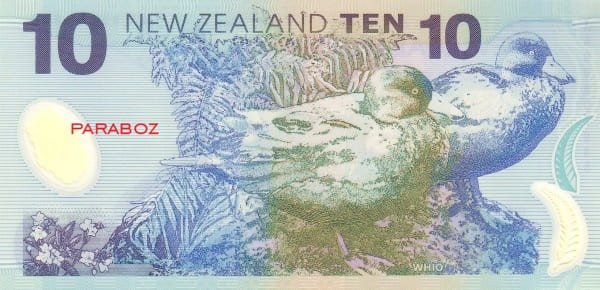 Yeni Zelanda 10 NZD arka yüz