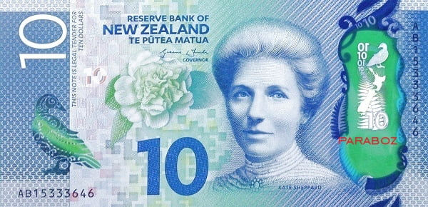 Yeni Zelanda 10 NZD ön yüz