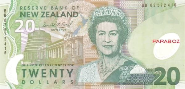 Yeni Zelanda 20 NZD ön yüz