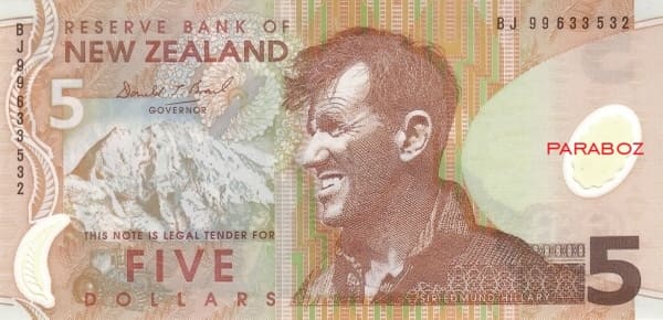 Yeni Zelanda 5 NZD ön yüz