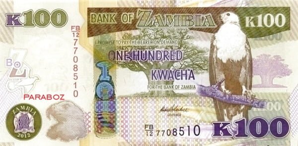Zambiya 100 ZMK ön yüz