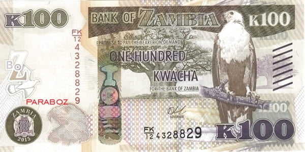 Zambiya 100 ZMK ön yüz