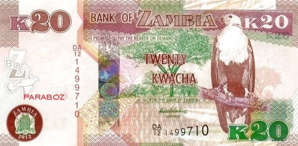 Zambiya 20 ZMK ön yüz