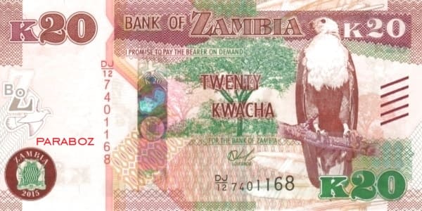 Zambiya 20 ZMK ön yüz