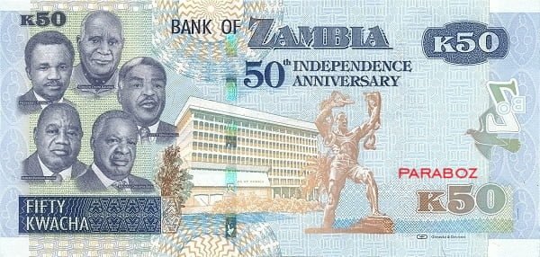 Zambiya 50 ZMK arka yüz