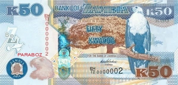 Zambiya 50 ZMK ön yüz
