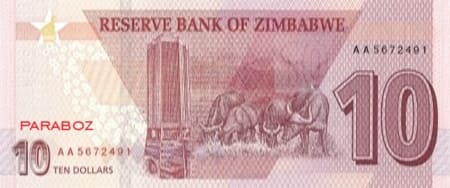 Zimbabwe 10 ZWB arka yüz