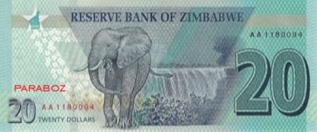 Zimbabwe 20 ZWB arka yüz