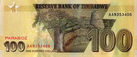 Zimbabwe 100 ZWD arka yüz