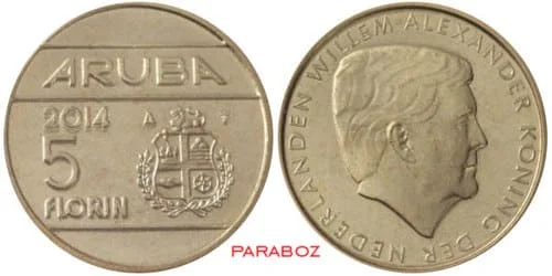 AWG ARUBA 5 florins coins 2014