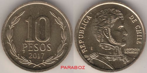 CLP chile 10 pesos coins 2017