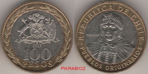 CLP chile 100 pesos coins 2017