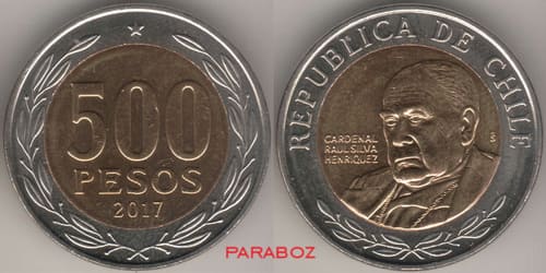 CLP chile 500 pesos coins 2017