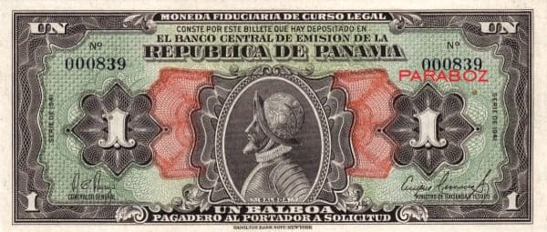 PANAMA 1 Balboas ON 1941