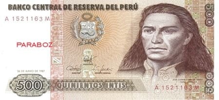 PEN PERU 500 intis ON 1985-1991