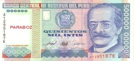 PEN PERU 500000 intis ON 1985-1991