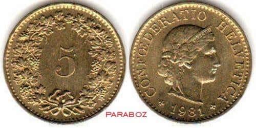 CHF Switzerland coins frank 0.05