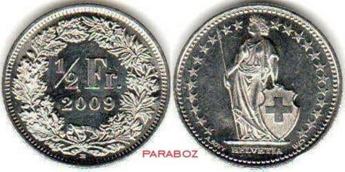 CHF Switzerland coins frank half 0.50