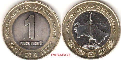 TMT 1 manat 2010 coins